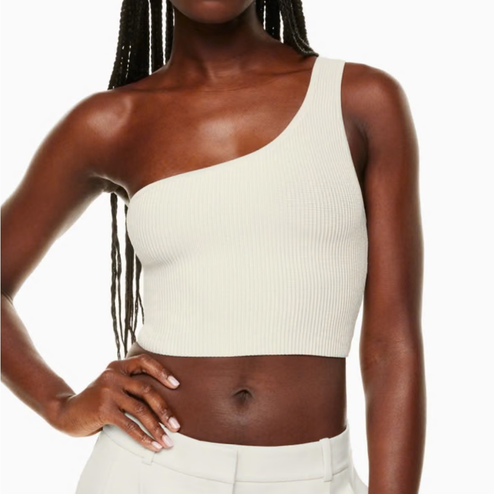 Babaton sculpt knit 1 shoulder crop